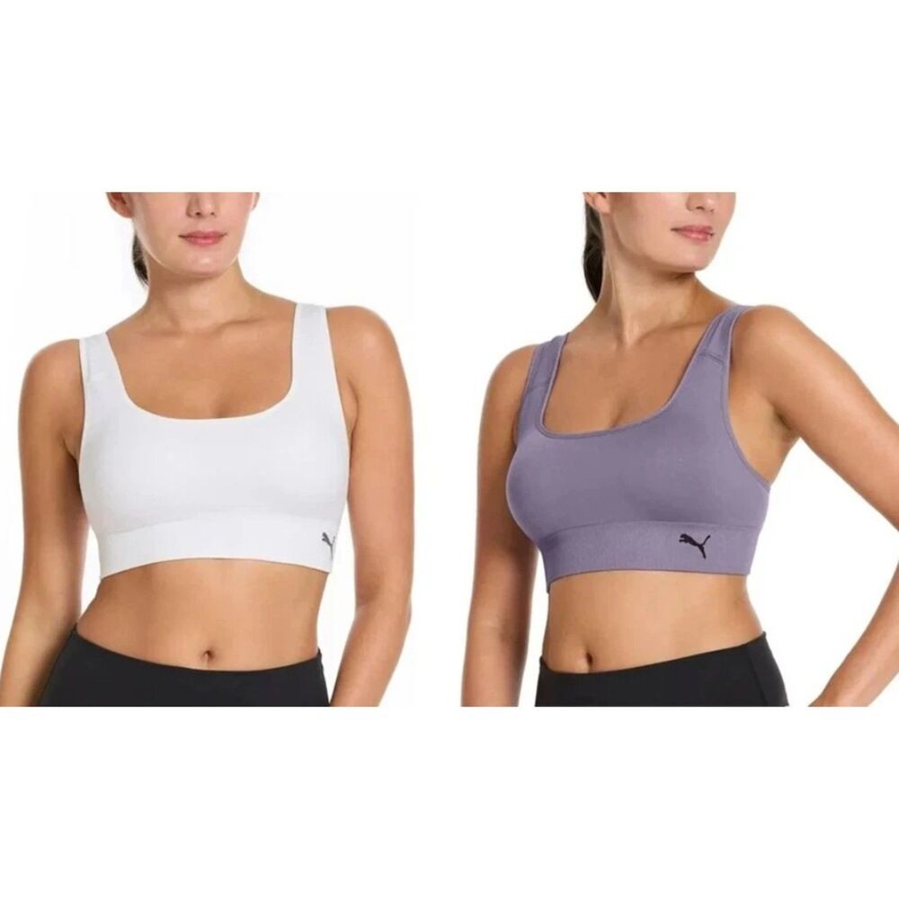 PUMA Sz Small Moisture Wicking Wireless Seamless Stretchy Sports Bra 2 Pack NEW